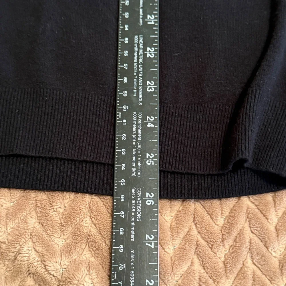 Black Crew Neck Long Sleeve Sweater with Pearl Button Cuffs M Whimsigoth Office